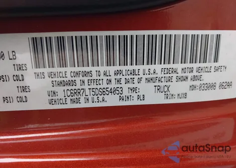 2013 Ram 1500 Big Horn from USA, damaged, VIN 1C6RR7LT5DS654053